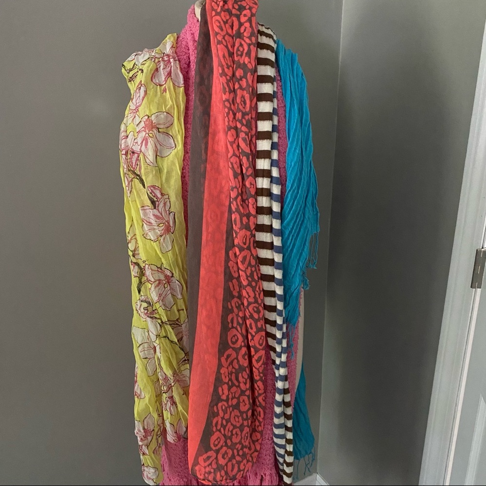 **3 for $20!!** Lot of 6 scarves Floral Cheetah Striped Winter Blue Pink Skinny